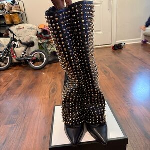 Azalea Wang Agustue Black Studded Boots